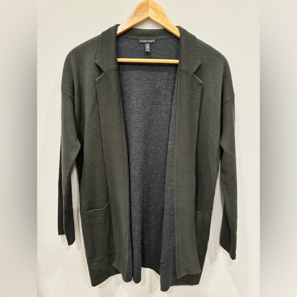 Eileen Fisher Double Knit Extra Find Merino Wool Cardigan Sweater Sz XS